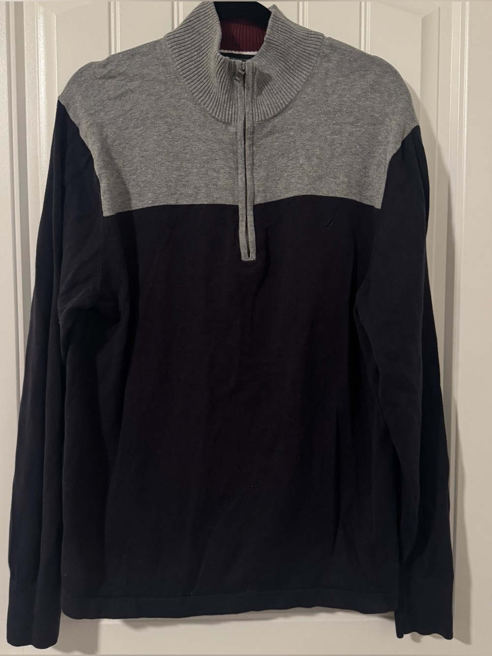 Nautica Men's Two-Tone Half-Zip Sweater in Gray & Black